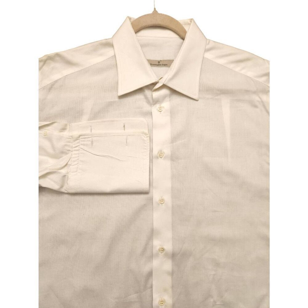 Ermenegildo Zegna French Cuff ITALY Mens XL 17/34* L/S button Solid white shirt